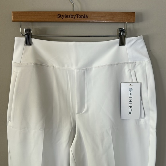 Athleta Endless Pant Bright White High Rise Recycled Wrinkle Resistant Sz 10 NEW - Picture 3 of 14